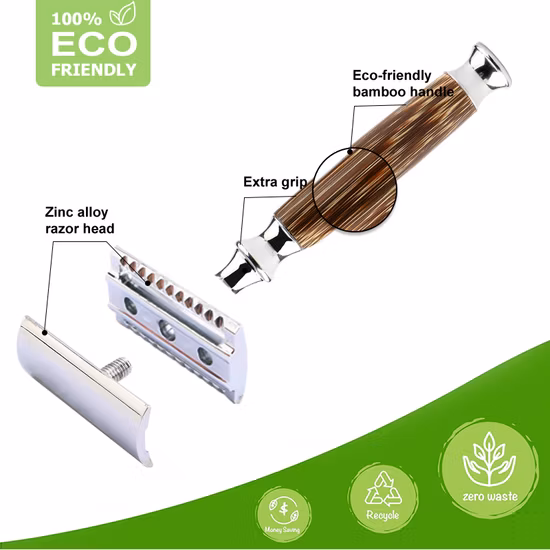 D659 Rasatura da uomo con manico in bambù naturale Eco Shave Classic Double