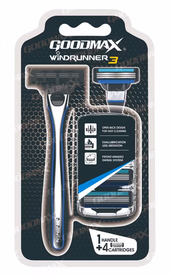 Rasoio con sistema di rasoio a 4 lame di buona qualità, retro aperto