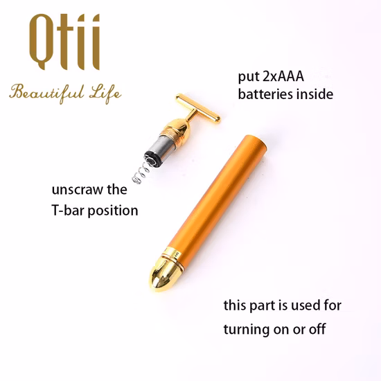 Strumenti per il massaggio del viso con segno elettrico della barra di bellezza del massaggiatore facciale Golden Pulse 24K